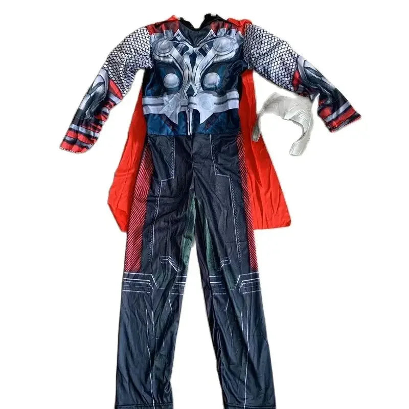 Children Thor Muscle Cosplay Costumes Cloak Boy Superhero Costume with Mask Jumpsuits Halloween Carnival Clothes for Kids