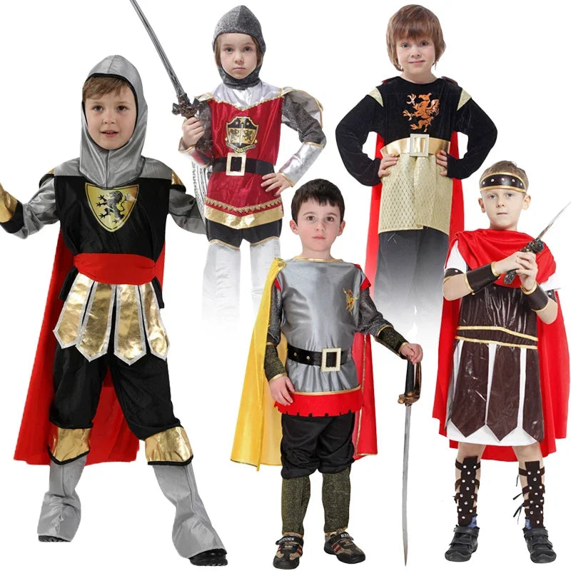 Child Greek Roman Warrior Gladiator Costume Boys Knight Cosplay Carnival Party Fancy Dress No Weapon