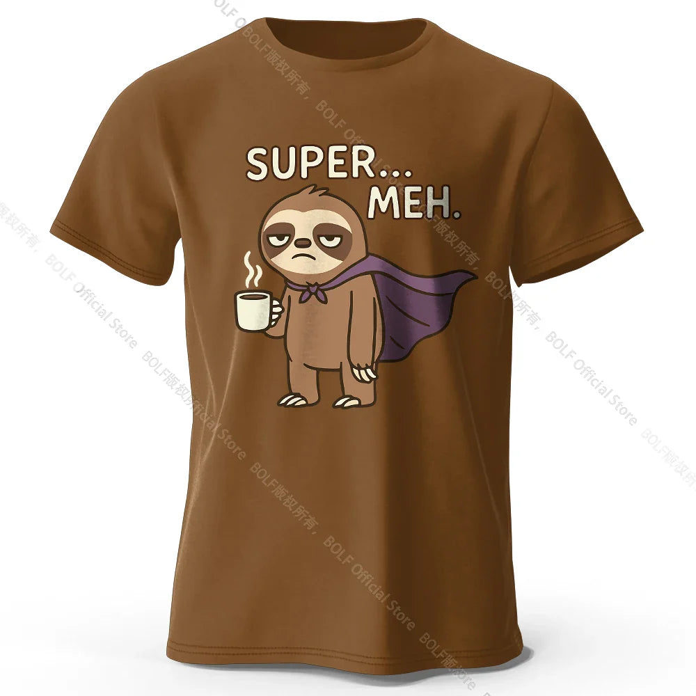 Men's Super Meh Printed T-Shirt 100% Cotton Oversized Apathetic Graphic Tees for Women Summer Tops Slacker Streetwear