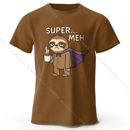 Men's Super Meh Printed T-Shirt 100% Cotton Oversized Apathetic Graphic Tees for Women Summer Tops Slacker Streetwear