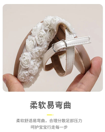 Girls Sandals Small Cute Flowers Close-toed Sandals For Girl 2025 Spring Summer Kids Flats Girls Ankle Strap Sandals