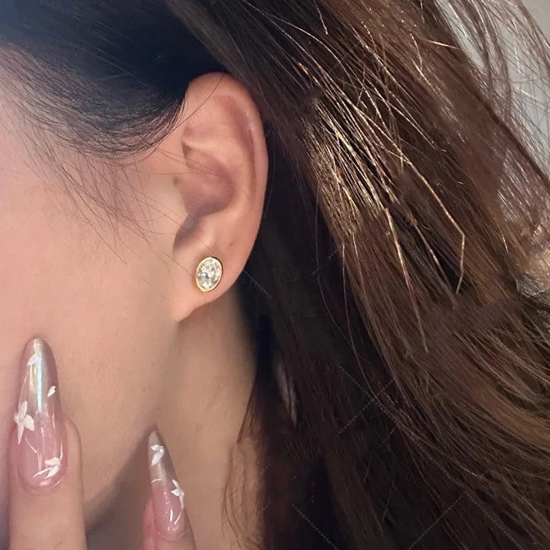Classic Oval/Water drop Bubble Zircon Earrings for Women S925 Silver Plated 18k Gold Party Fine Jewelry Wholesale