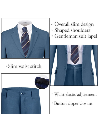 Boys Suit 3-Piece Jacket Pants Navy Yellow Pinstripe Tie Casual Fashion Wedding Birthday Party Size 4-16Y Teen Suit Tuxedo