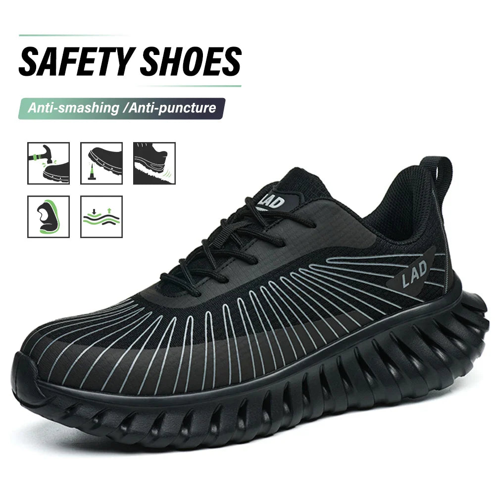 Ultra light soft soled safety shoes for men, anti smashing, comfortable and shock-absorbing work shoes