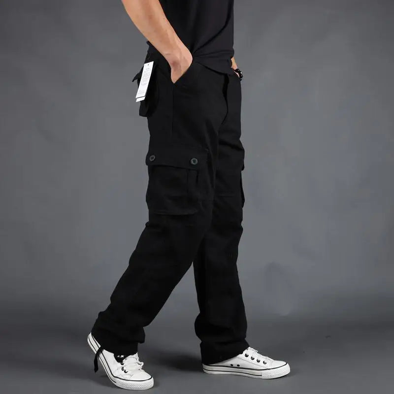 Men's Pants Large Size Multi-pocket Loose Overalls Outdoor Sports Training Jogging Casual Pants Loose And Comfortable