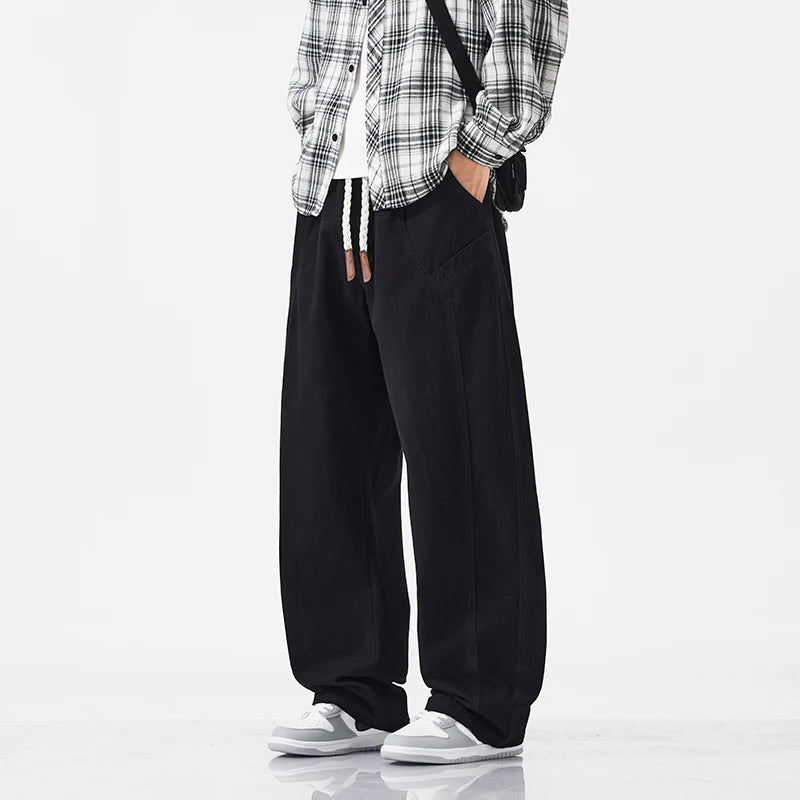 High Quality 100% Cotton Work Pants Men Casual Straight Trousers Y2K Man Plus Size Cargo Pants Fashion Solid Workout Pants