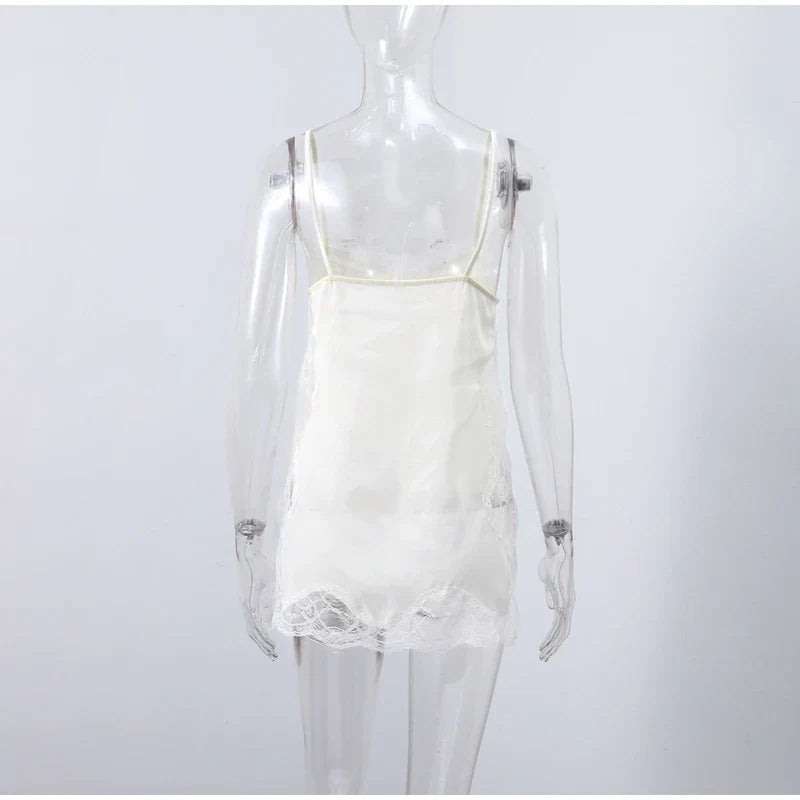 Sexy Lace Sling Tank Top Women Stain Sleeveless V Neck Backless Loose Tops Female 2025 Summer Autumn Chic Street Homewear Lady