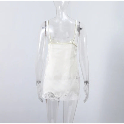 Sexy Lace Sling Tank Top Women Stain Sleeveless V Neck Backless Loose Tops Female 2025 Summer Autumn Chic Street Homewear Lady