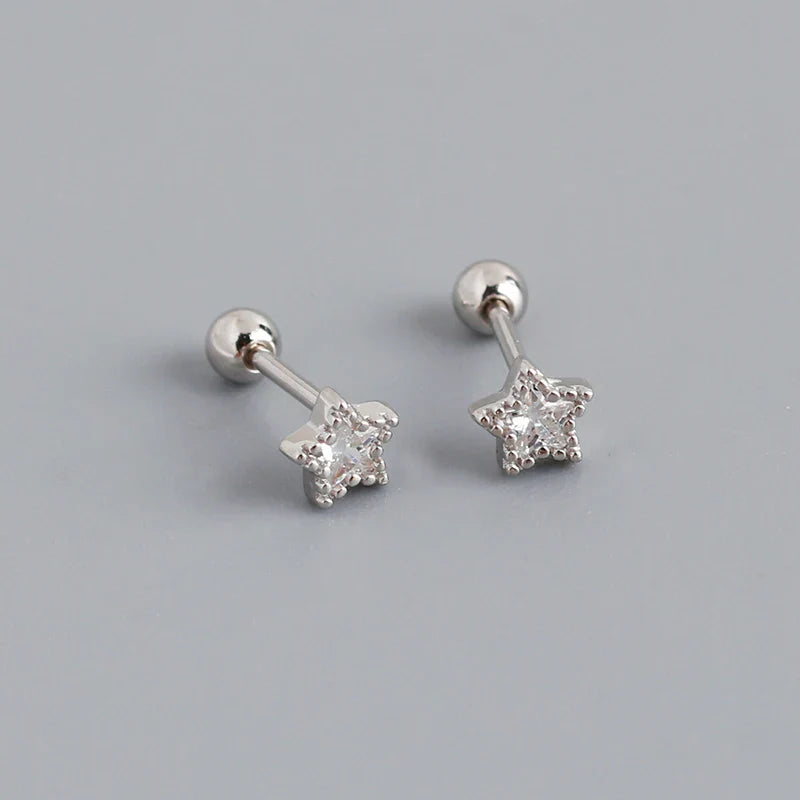 925 Sterling Silver Fashion Korean Petal Screw Bead Stud Earrings for Women Charm Ear Bone Piercing Jewelry Accessories