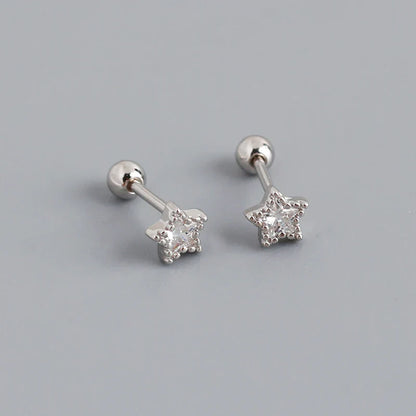 925 Sterling Silver Fashion Korean Petal Screw Bead Stud Earrings for Women Charm Ear Bone Piercing Jewelry Accessories