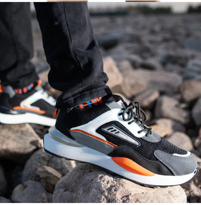 Security Protection Shoes Men Steel Toe Safety Boots Anti-smash Anti-Puncture Work Boots Safety Shoes Man lightweight breathable