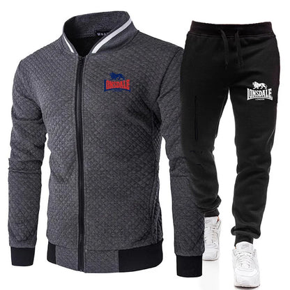 Spring and Autumn Men's Fashion Street Stand up Collar Set Jacket, Outdoor Casual Pocket Zipper Men's Baseball Set