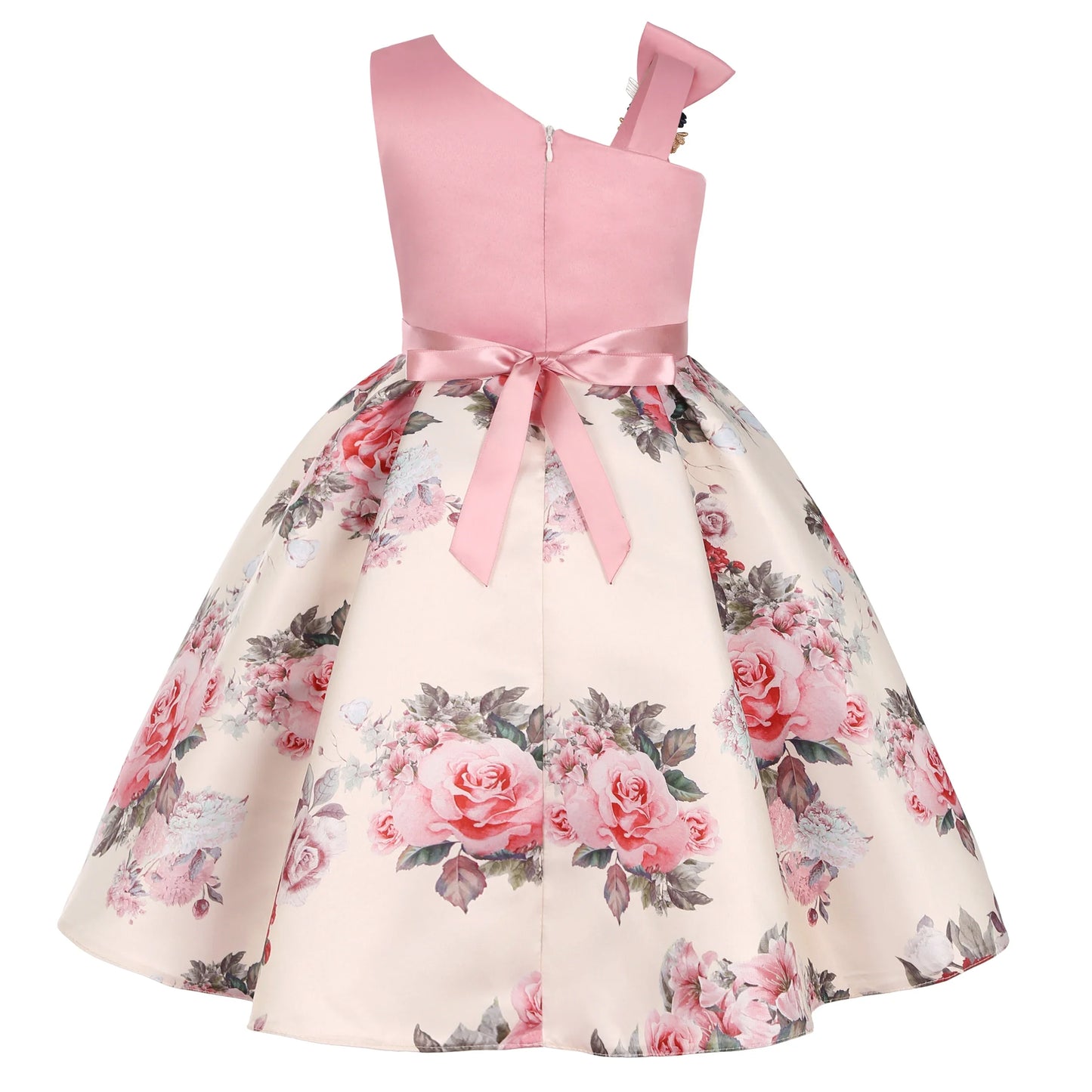 Off-the-Shoulder Dress European and American Princess Dress Girls' Printed Formal Dress Children's Hostess Dress