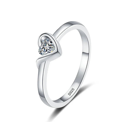 Heart Cut Moissanite Eternity Ring 925 Sterling Silver with Champagne White Gold Plated Band Lab Diamond Rings For Women