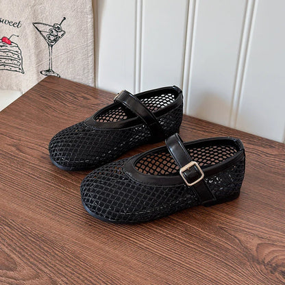 Summer Girl's Sandals Hollow Out Hook-loop Casual Chic Kid's Flat Shoe Solid Colors Anti-slip Daily Versatile Children Shoes