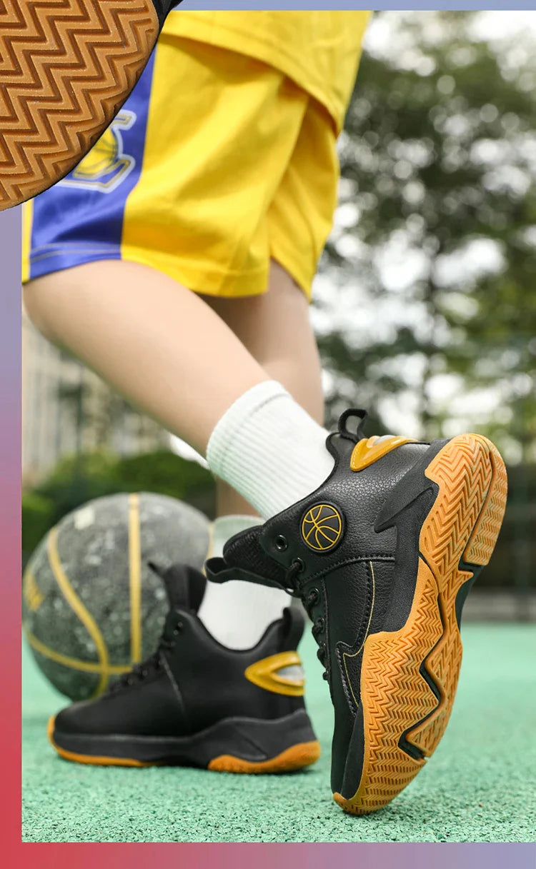 New Children's Casual Sneakers Fashion Black Kids Shoes Basketball Leather Sneakers For Boy Sports Tenis Size 31-40