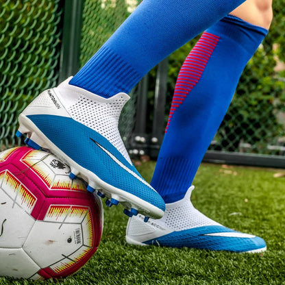 Big Size 49 48 Pro Soccer Boots Long Short Spikes Ankle Boots Children PU Leather Soccer Training Sneakers Outdoor Football