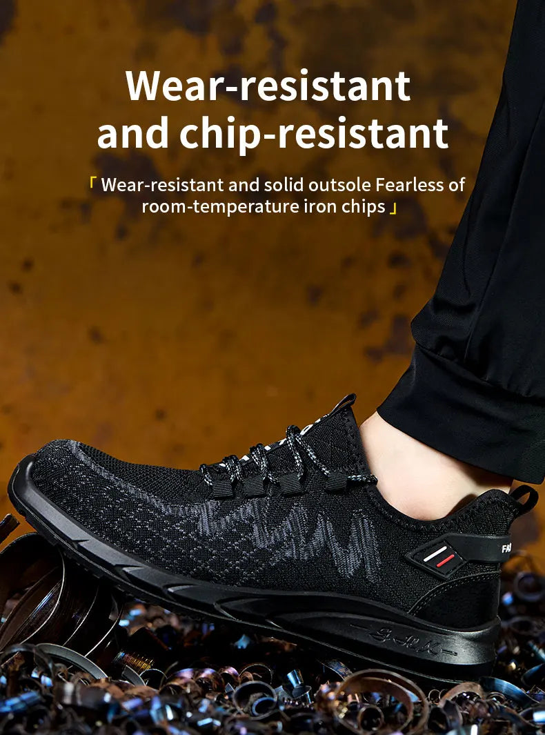 Lightweight Safety Shoes Men Steel Toe Sneakers Puncture Proof Breathable Work Safety Boots Man Comfy Construction Work Shoes