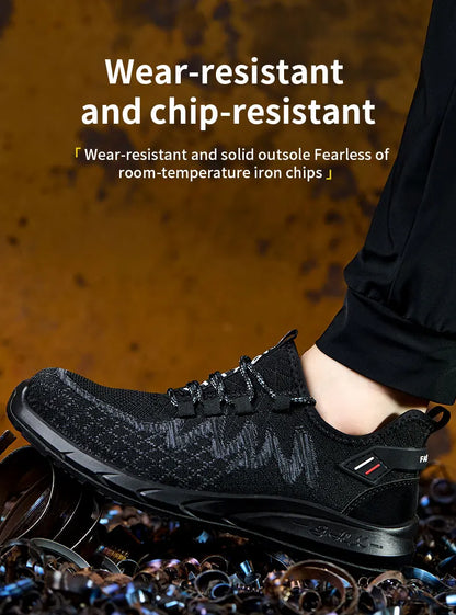 Lightweight Safety Shoes Men Steel Toe Sneakers Puncture Proof Breathable Work Safety Boots Man Comfy Construction Work Shoes