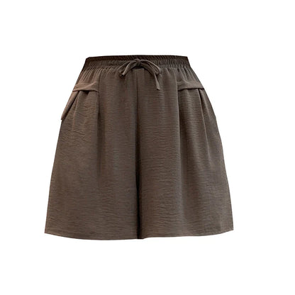 Plus sizeIce Silk Elastic Waist Wide-Leg Shorts Female Summer High Waist Drape Korean Casual Loose Soft Women's Shorts