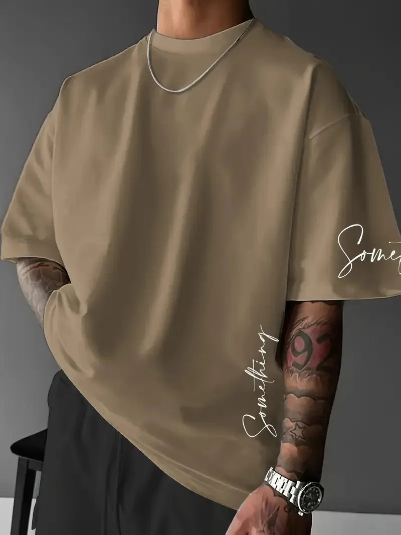 The 2025 summer new men's T-shirt features a casual fashionable comfortable soft and breathable 3D striped pattern print