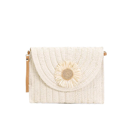 Straw Woven Shoulder Crossbody Bag Beach Clutch Handbag Casual Summer Handmade Envelope Bags for Women Totes Purse