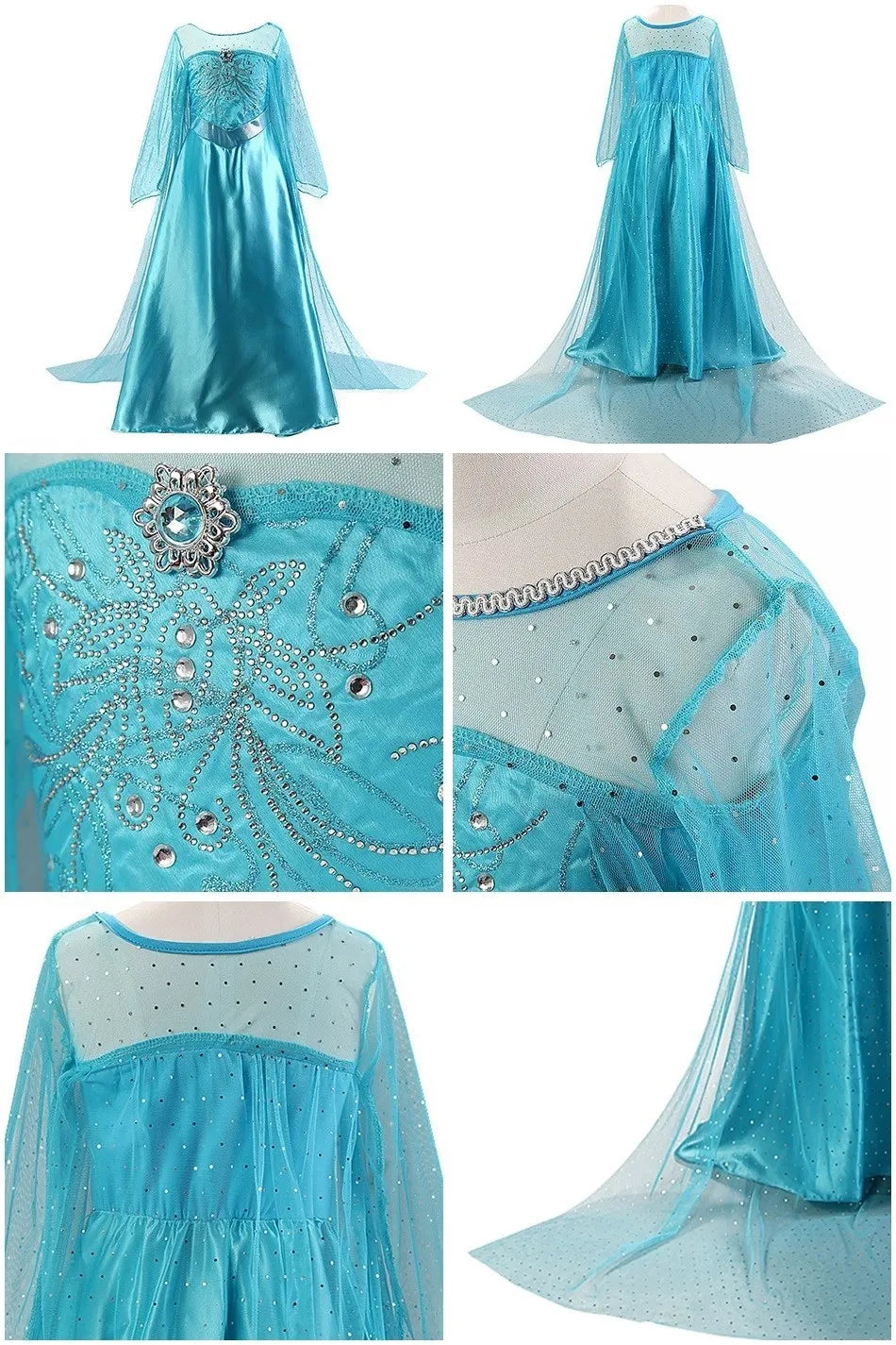 Children Princess Fancy Costume Elsa Party Carnival White Dress Up for Girl Christmas Birthday Cosplay Belle Snowflake Vestidoes