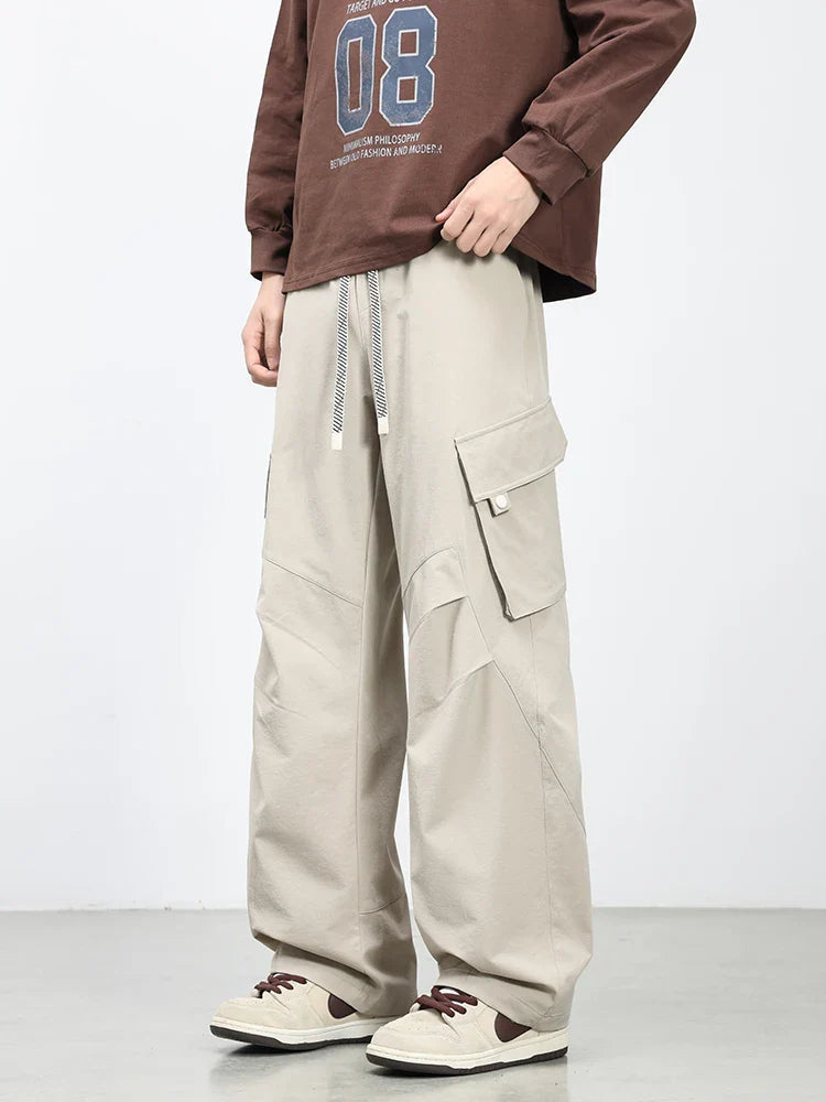 Summer Men's Cargo Pants with 5 Pockets Outdoor Quick Dry Casual Pants Lightweight and Cool Stretch Straight Trousers