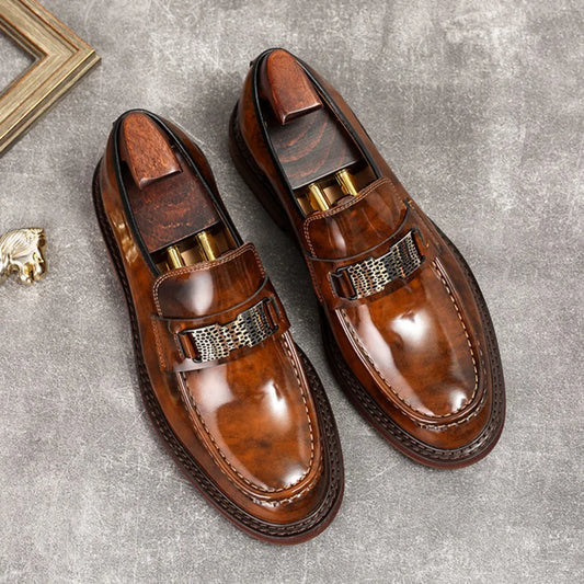Leather Men Formal Shoes Luxury Brand 2025 Men's Loafers Dress Moccasins Breathable Slip on Brown Driving Shoes Plus Size 37-45