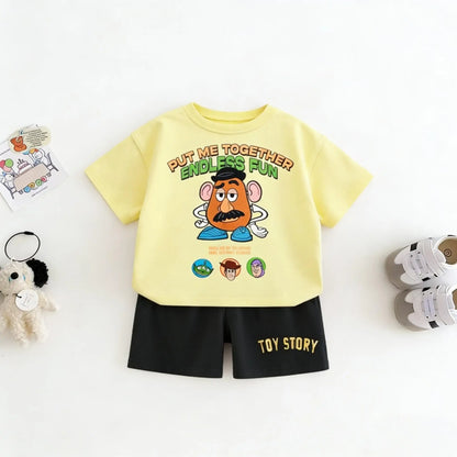 2piece/set For Boy Clothing Summer Cotton Cartoon Car Tshirt + Shorts Children's Wear Outfits Kids Costume Leisure Tracksuits