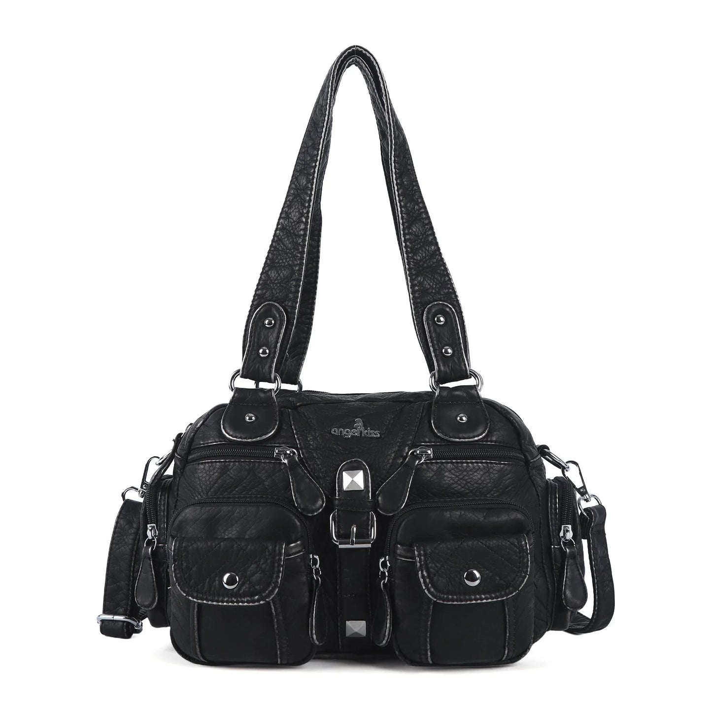 Women Small Handbags Satchel Top-handle Handbag PU Shoulder Bag 8”x11” Dumpling Pack Multi-pockets Shoulder Bag