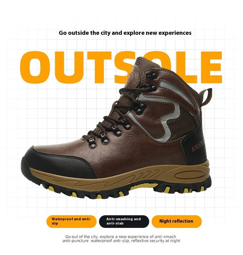 High Top Safety Shoes Men Steel Toe Work Shoes Men Women Work Safety Boots Anti Smash Safety Indestructible waterproof boots