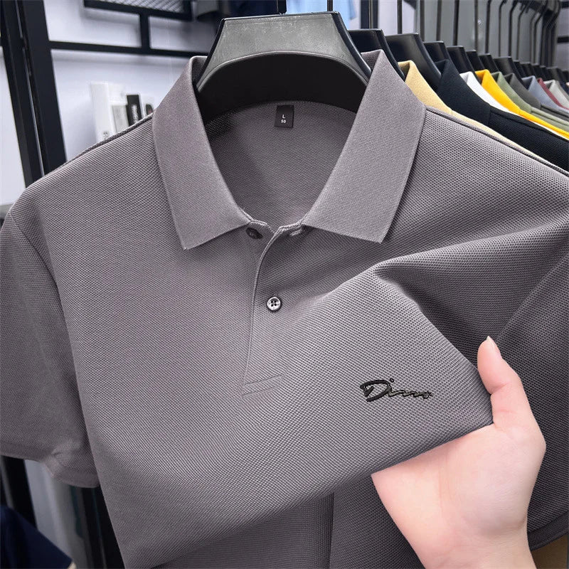 cotton100% hot sale men's new short sleeve polo shirt summer lapel letter printing ventilate t-shirt business classic mans wear