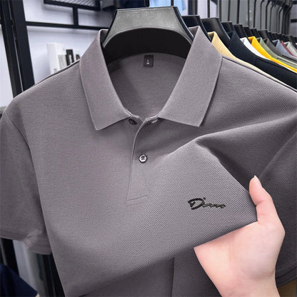 cotton100% hot sale men's new short sleeve polo shirt summer lapel letter printing ventilate t-shirt business classic mans wear