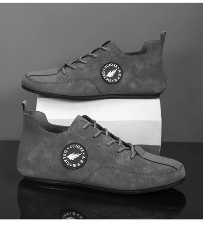 Men's Loafers Lightweight Driving Casual Thin Bottom Flats Shoes Soft Sole Comfortable Non Slip Lace-up Walking Shoes Men