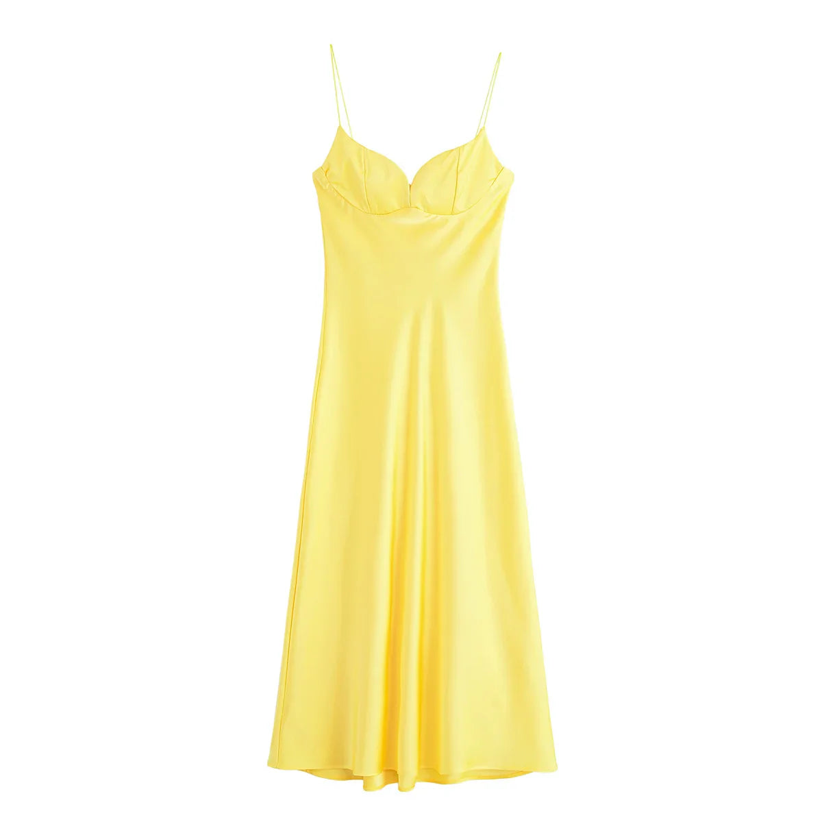 Women Red V-Neck Holiday Style Satin Texture Long Dress Sleeveless Summer Women's Back Zipper Fashion Sling Dresses