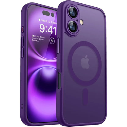 Magnetic Luxury Armor Shockproof Case For iPhone 17 Air 16 15 14 13 Pro Max For Wireless Charge Matte Translucent Cover