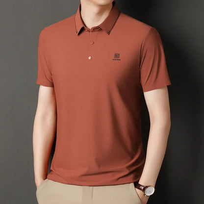 Gray Men's Cool Golf, Business Casual Polo Shirt，2024 Summer New Seamless T-shirt, Fashion Popular Lapel Short Sleeve