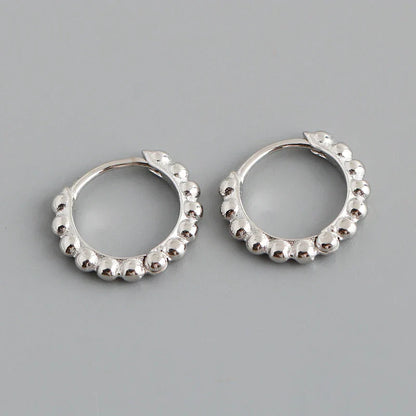 925 Sterling Silver Simple Fashion Glossy Beads Gold Huggies Hoop Earrings for Women Gothic Piercing Jewelry Accessories