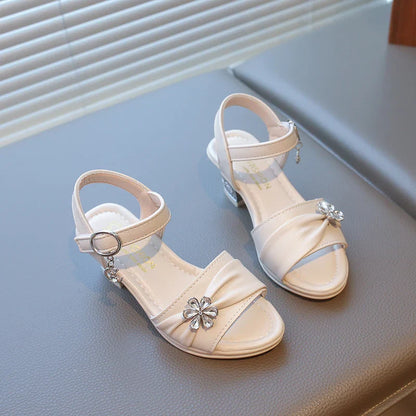Girls Princess Sandals Summer Kids Low Heels Fashion Party Dress Casual Shoes Outdoor Causal Sandals Children Soft Sole Bow