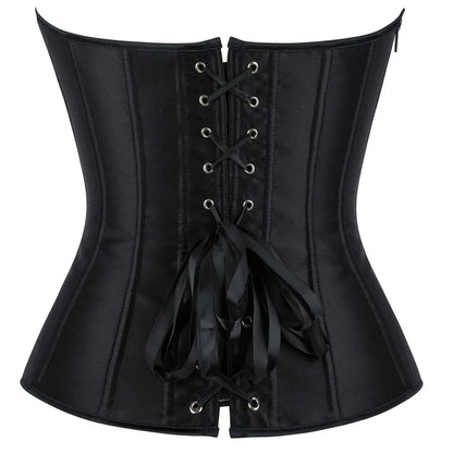 White Sexy Corsets Bustiers for Women Overbust Corset Top Corselet Satin Up Zipper Corsetto Shaper Gothic Korsett Black