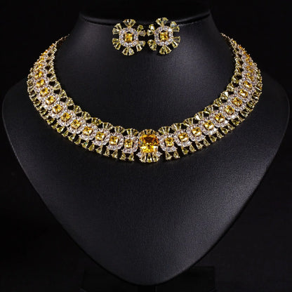 Pop Hot Stereo Jewelry Oil Painting Necklace Earrings Premium Multi-Color 2-Piece Wedding Travel Women's Holiday Gift M-1000