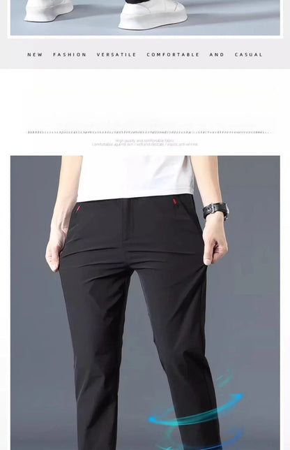 Men Summer Thin Casual Pants Trendy Fashion Classic Solid Color Versatile Straight Trousers Breathable Daily Outdoor Streetwear