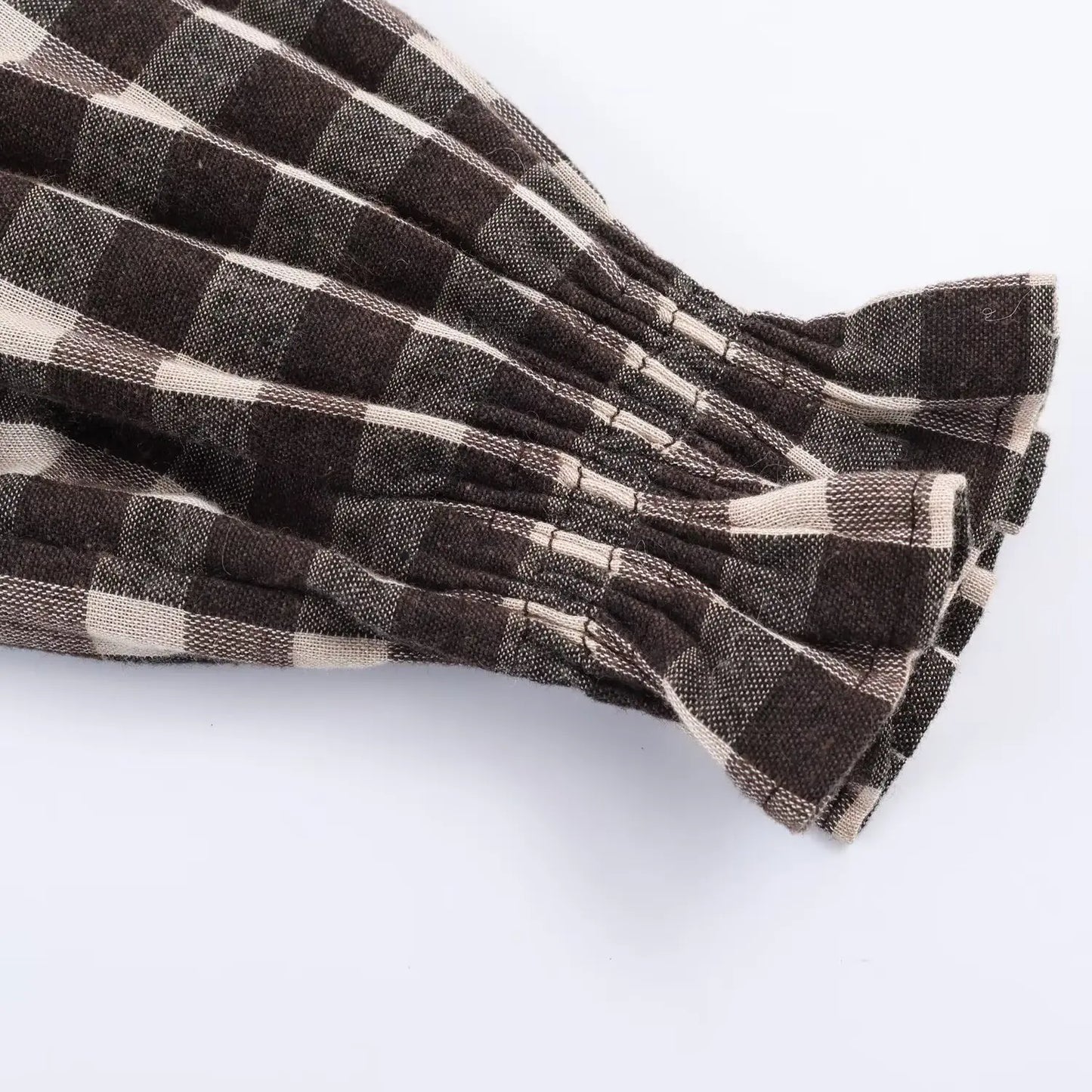2025 Vintage Chic Brown Plaid Shirts Women Long Sleeve Blouses Fold Fashion Casual Elegant Women Tops Y2k