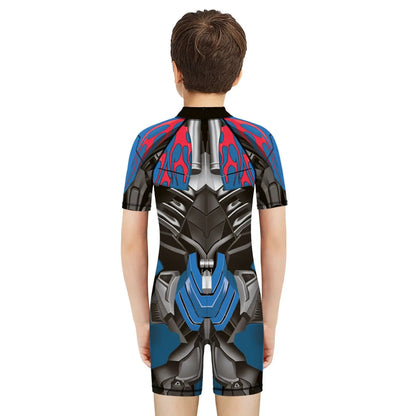 Children One Pieces Swimsuit Superhero 3D Print Playsuit Child Short Sleeve Swimwear Beach Bathing Suit Swim Wear For Boys Girls