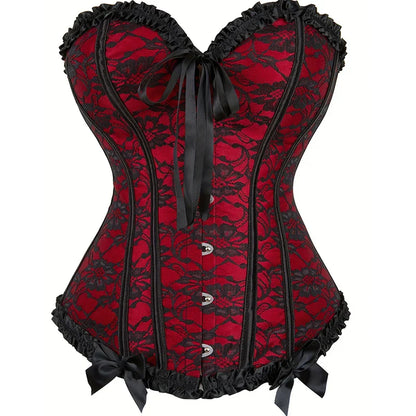 Sexy Gothic Corset Top Overbust Corselet Women Bustiers and Corsets Modeling Strap Lace Up Boned Tummy Control Halloween Costume
