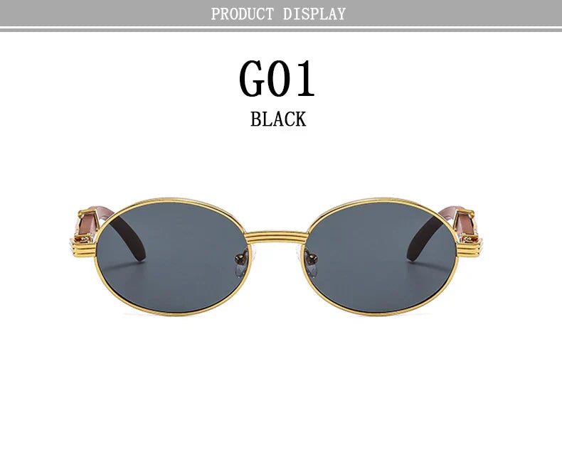 Oval Sunglasses Women 2024 Trendy Designer Wooden Sunglasses Men Luxury Fashion Glasses Vintage Lentes De Sol Mujer Zonnebril