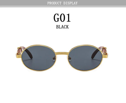 Oval Sunglasses Women 2024 Trendy Designer Wooden Sunglasses Men Luxury Fashion Glasses Vintage Lentes De Sol Mujer Zonnebril