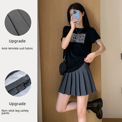 100-crotch Women Spring Summer Jk White A- crotch High-waist Short Skirt Autumn Winter Plaid Half-skirt