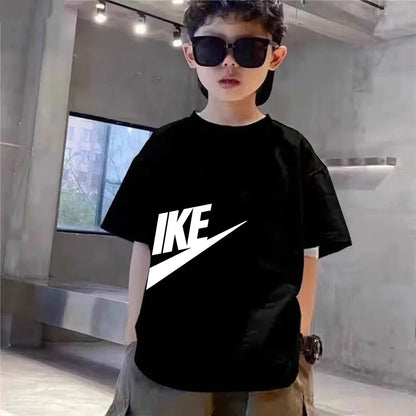 Summer Brand black T-shirt+Shorts Two-piece set Kids Clothing Fashion Letter Boy Girl3-12Yrs Sports Short-sleeved Casual Set